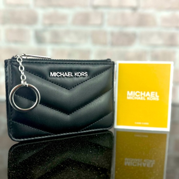 MICHAEL KORS JET SET TRAVEL QUILTED LEATHER SMALL COINPOUCH CARD WALLET BAG $188 - Picture 1 of 6
